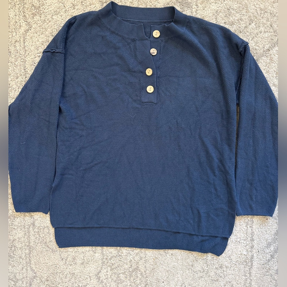 Women’s Navy Blue Buttoned Pants